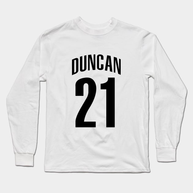 Tim Duncan Number 21 Long Sleeve T-Shirt by Cabello's